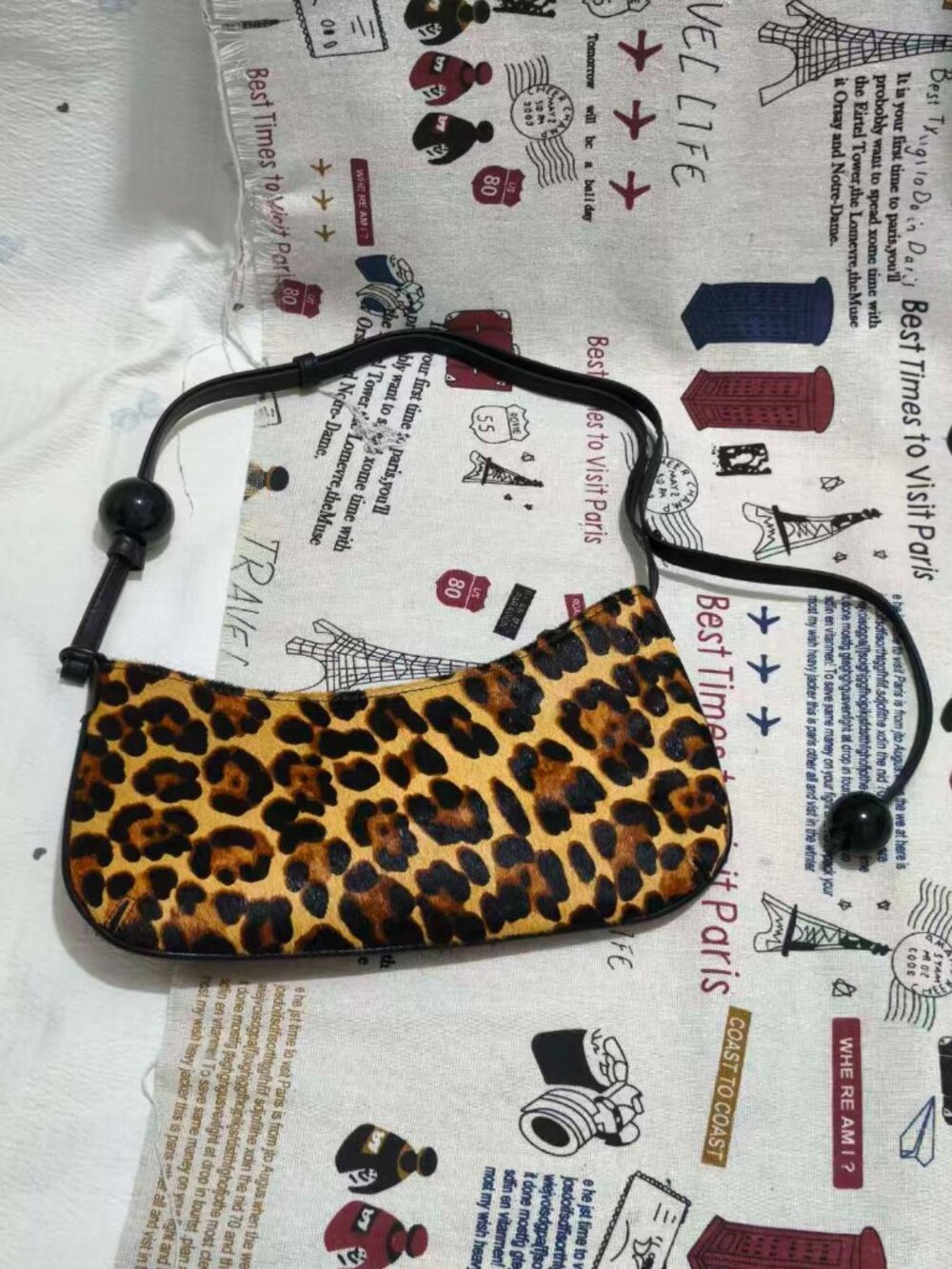Jacquemus Leopard Print Calf Hair Shoulder Bag With Bead Strap